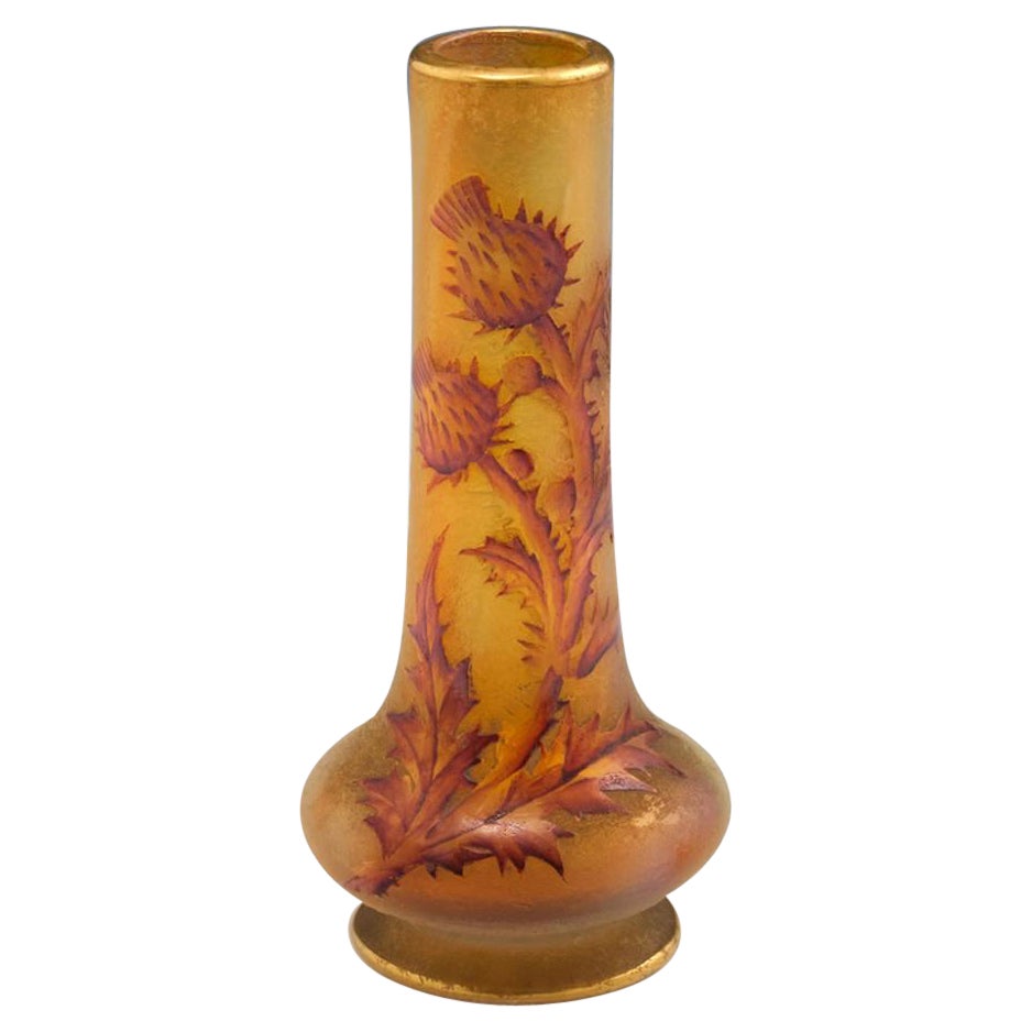 Miniature Daum Nancy Thistle Vase c1895 For Sale