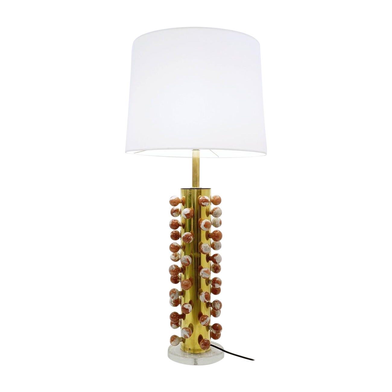 Contemporary Table Lamp, Marble and Brass, Italy For Sale