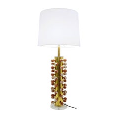 Contemporary Table Lamp, Marble and Brass, Italy