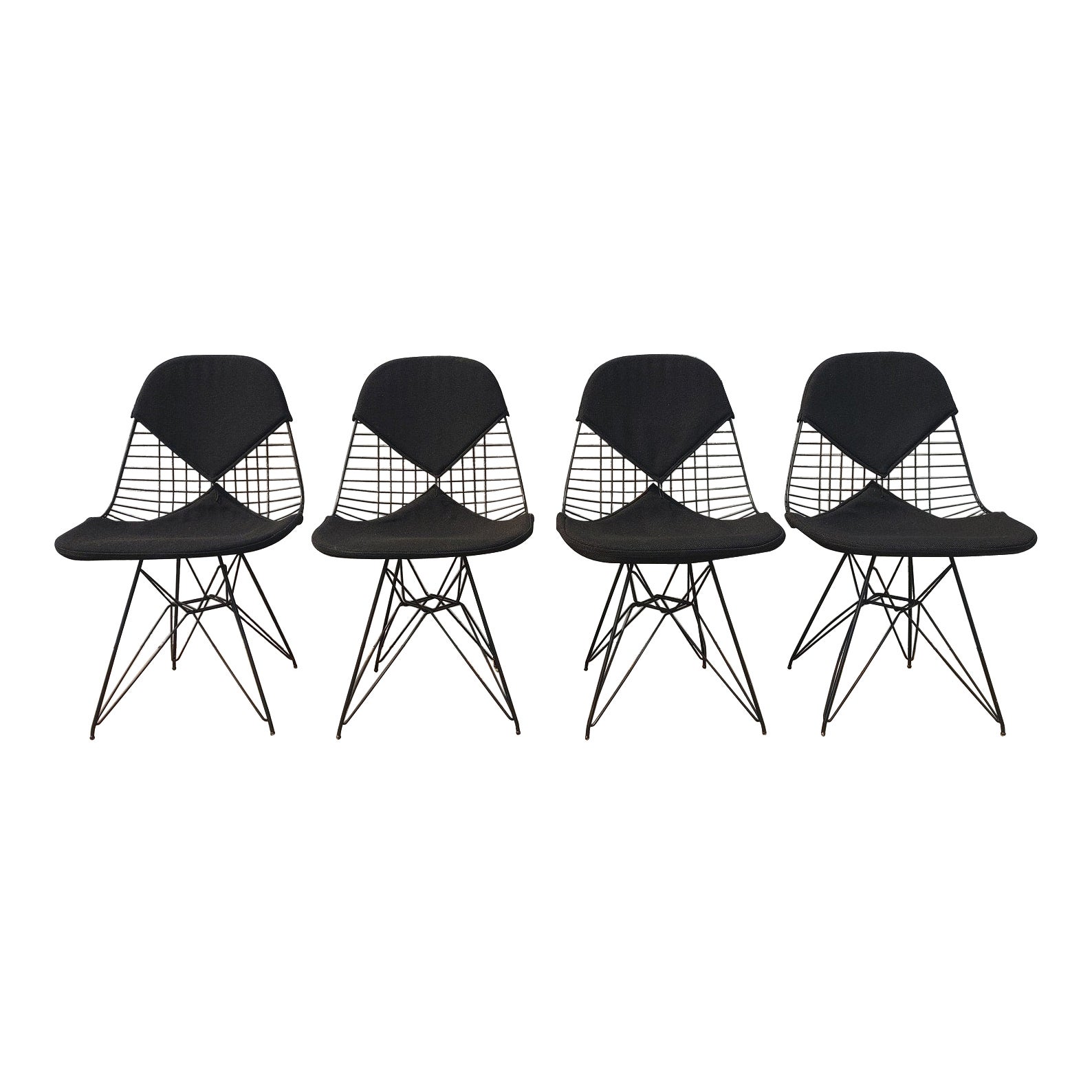 Set of 4 Mid Century Modern Herman Miller Eiffel Wire Chairs For Sale