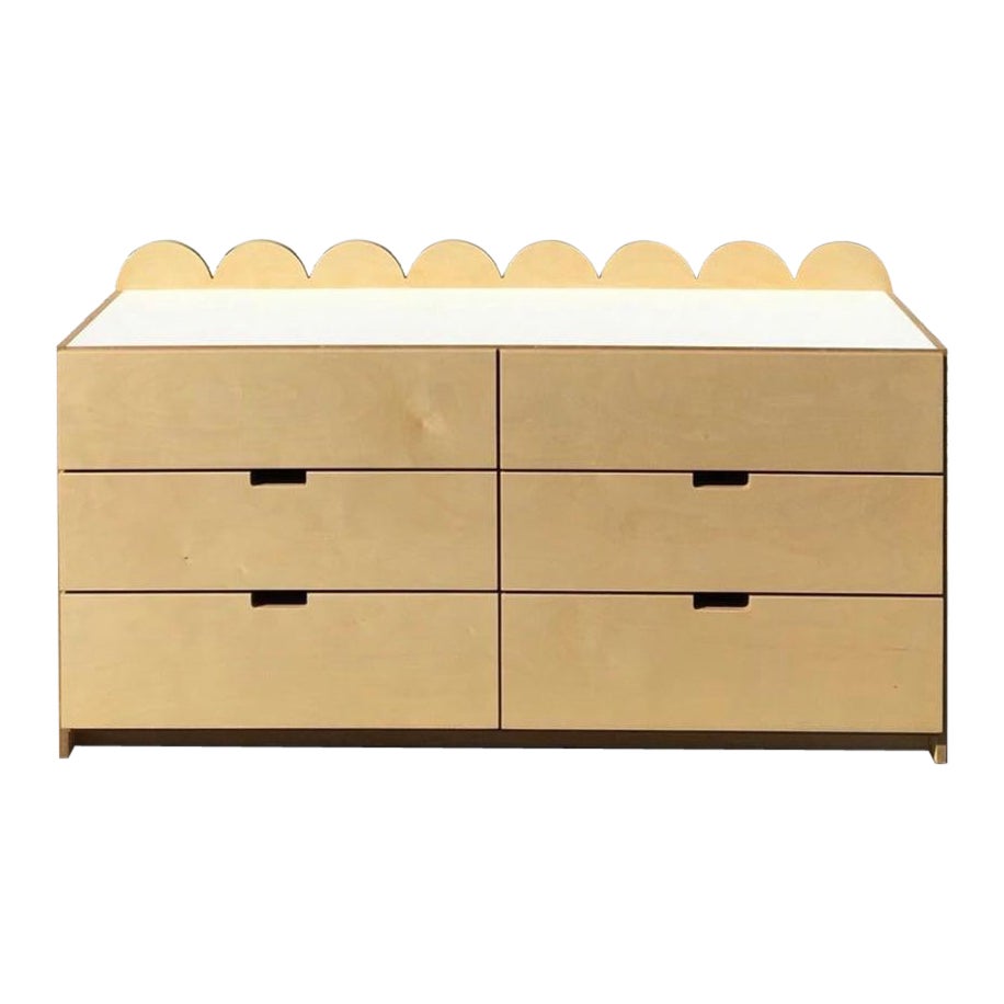 WAKA WAKA playful minimalist plywood white scallop shape 6 drawer dresser For Sale