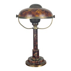 Art Deco Table Lamp in the style of Paul Dupré-Lafon in Faux Tortoiseshell Paint
