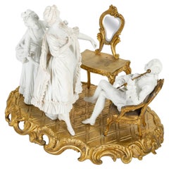 Sculpture en porcelaine et bronze doré, 19e siècle.