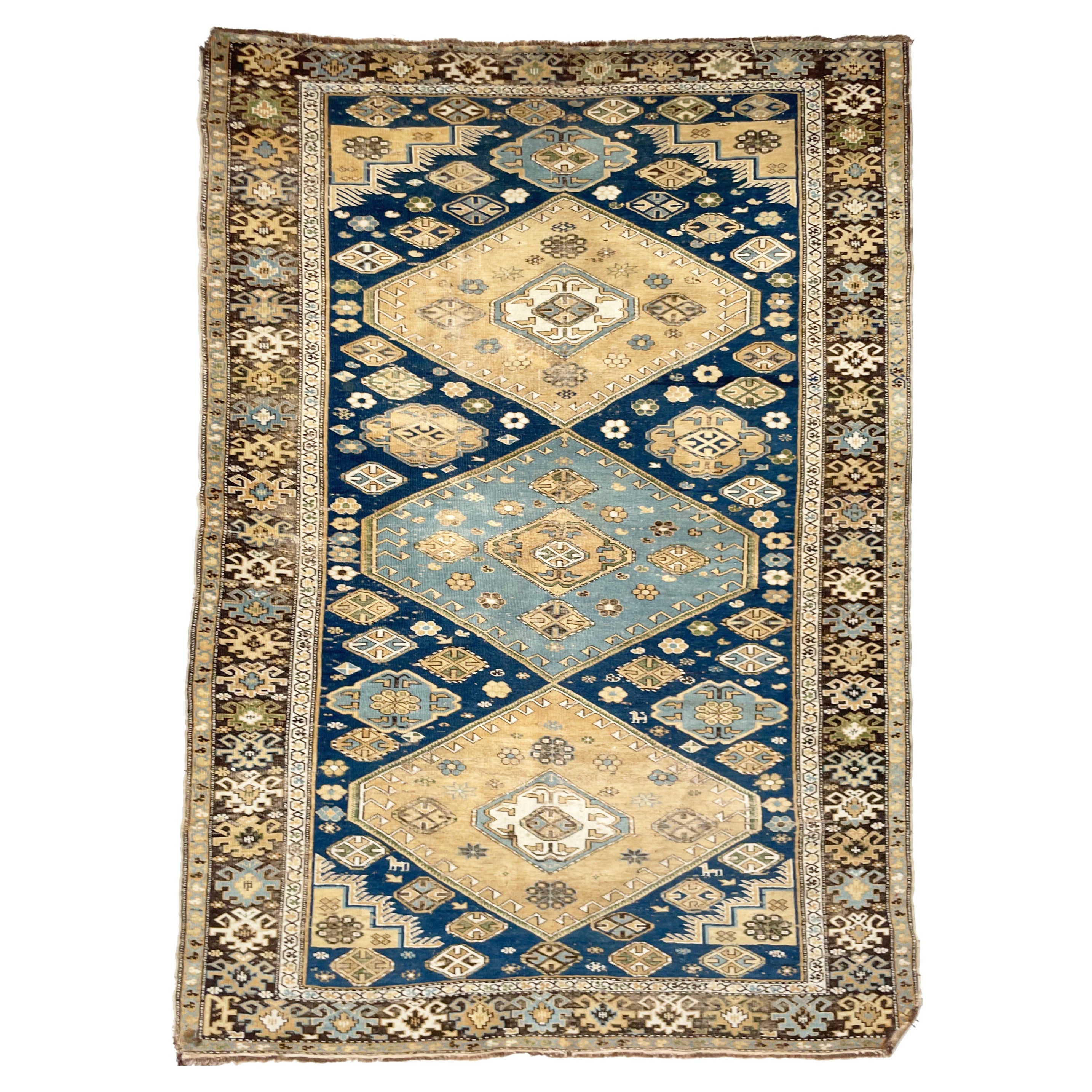 Antiker superfeiner kaukasischer Teppich, ca. 1920-30er Jahre