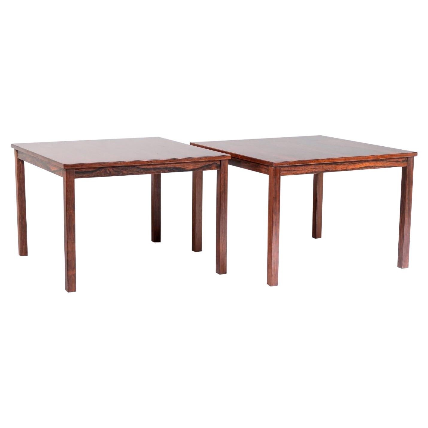 Paire de tables basses carrées danoises en bois de rose de style mi-siècle moderne, années 1960/70