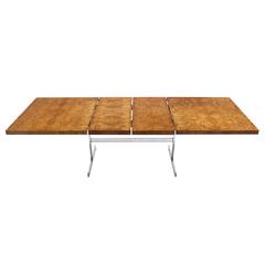 Burl Wood Top Dining Table with Two Leaves