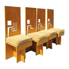 Set of 4 Mid Century Modern Frank Lloyd Wright Inspired Maple Dining Chairs