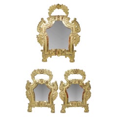 Three Louis XVI 18th Century gilded wood wall mirrors