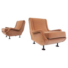 Mid-Century Modern Pair of "Regent" Armchairs by Marco Zanuso, Italy, 1960s 