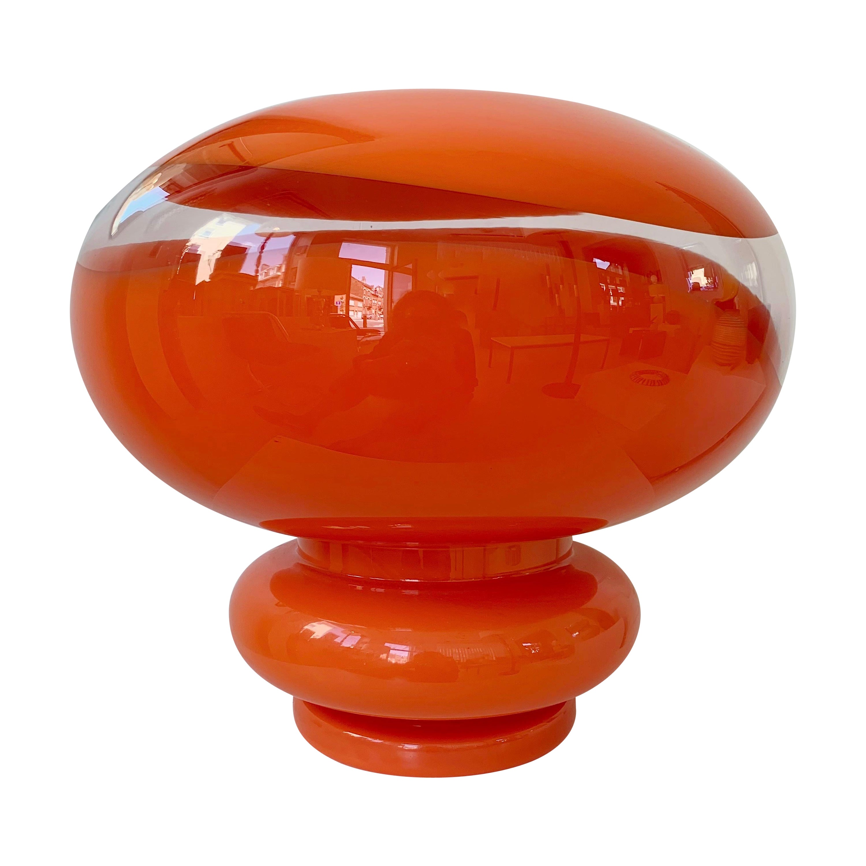 Very beautiful Hiroshima Lamp by Ezio Didone for La Murrina, circa 1960, Italy.
Light red and clear Murano glass. One E27 bulb.
Dimensions: 42 cm diameter, 39 cm H.
Good original condition.
All purchases are covered by our Buyer Protection