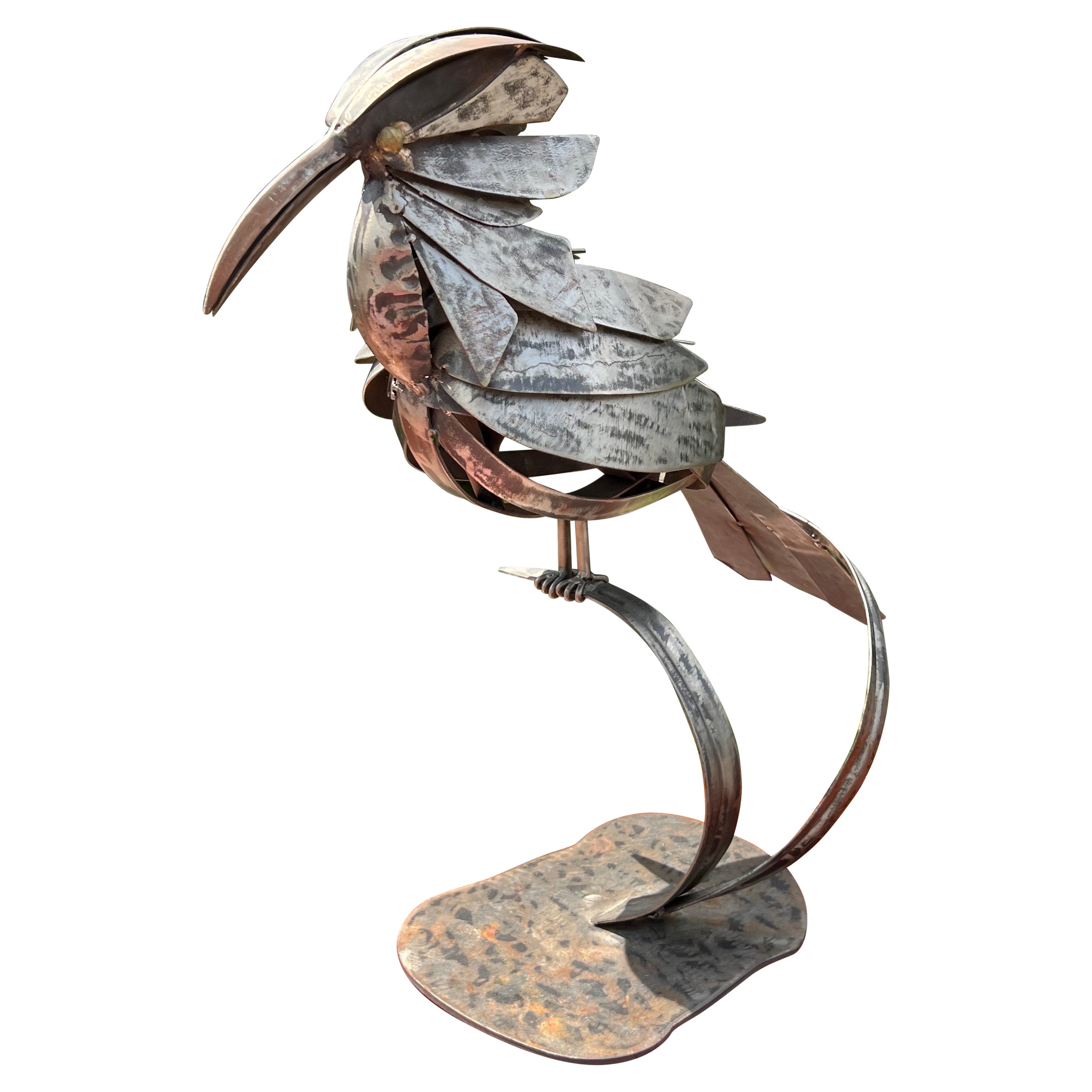 Sculpture soudée vintage Brutaliste Walenty Pytel Style Oiseau