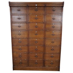 Antique Belgian Oak Apothecary / Filing Cabinet Folding Doors, 1900s