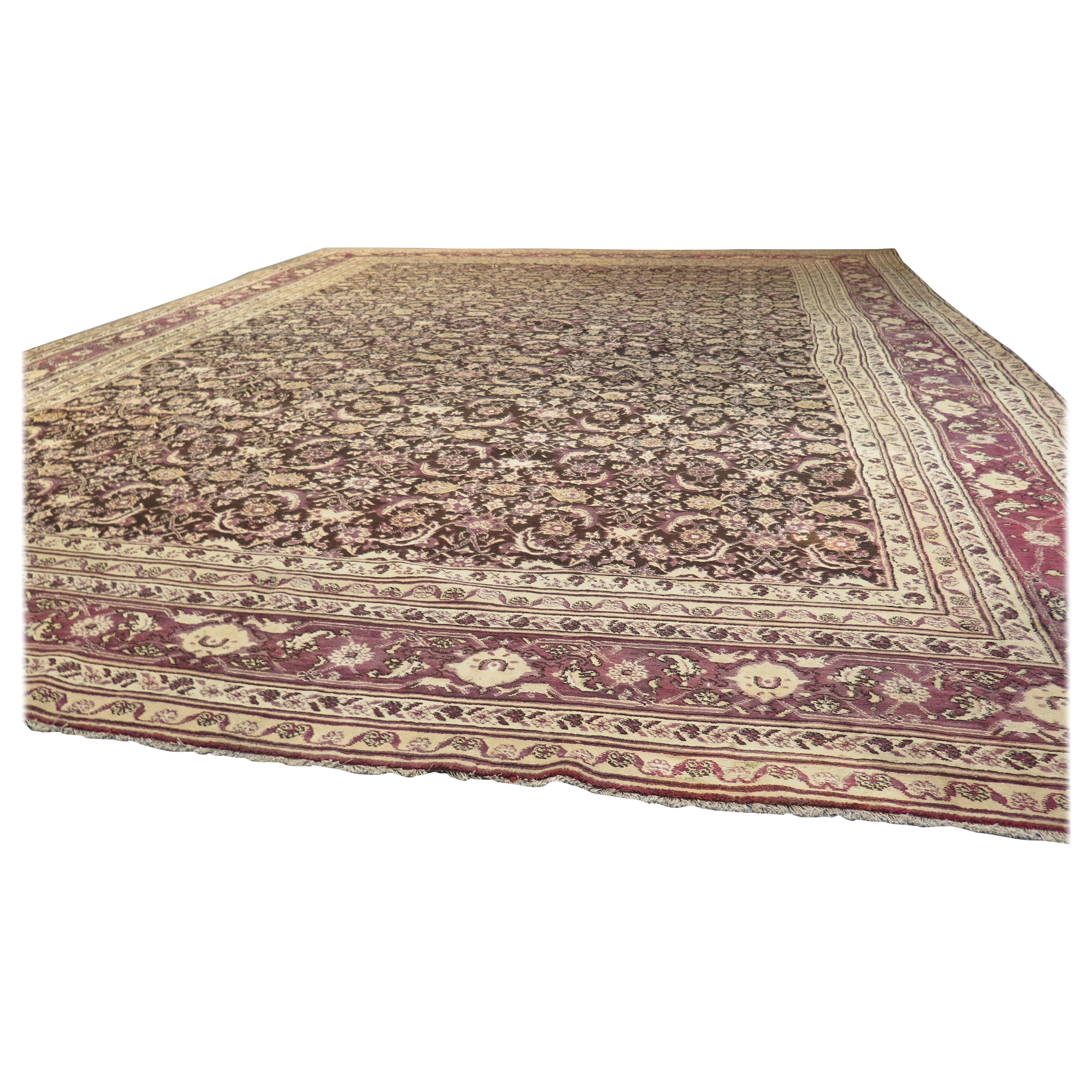 Large Antique Agra Carpet, c. 1890s For Sale