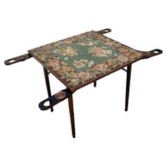 Antique Unusual Edwardian Card Table with Carpeted Top