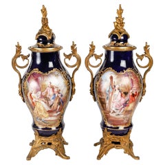 Rare Pair of Sèvres Porcelain Covered Vases, 19th Century.