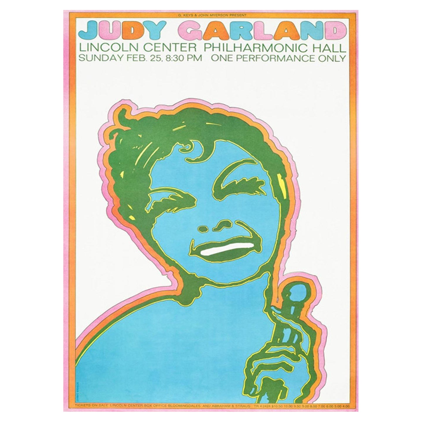 Affiche vintage d'origine de Judy Garland pour le Lincoln Center, 1968