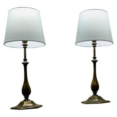 Vintage Pair of  Art Deco Style Brass Table Lamps   
