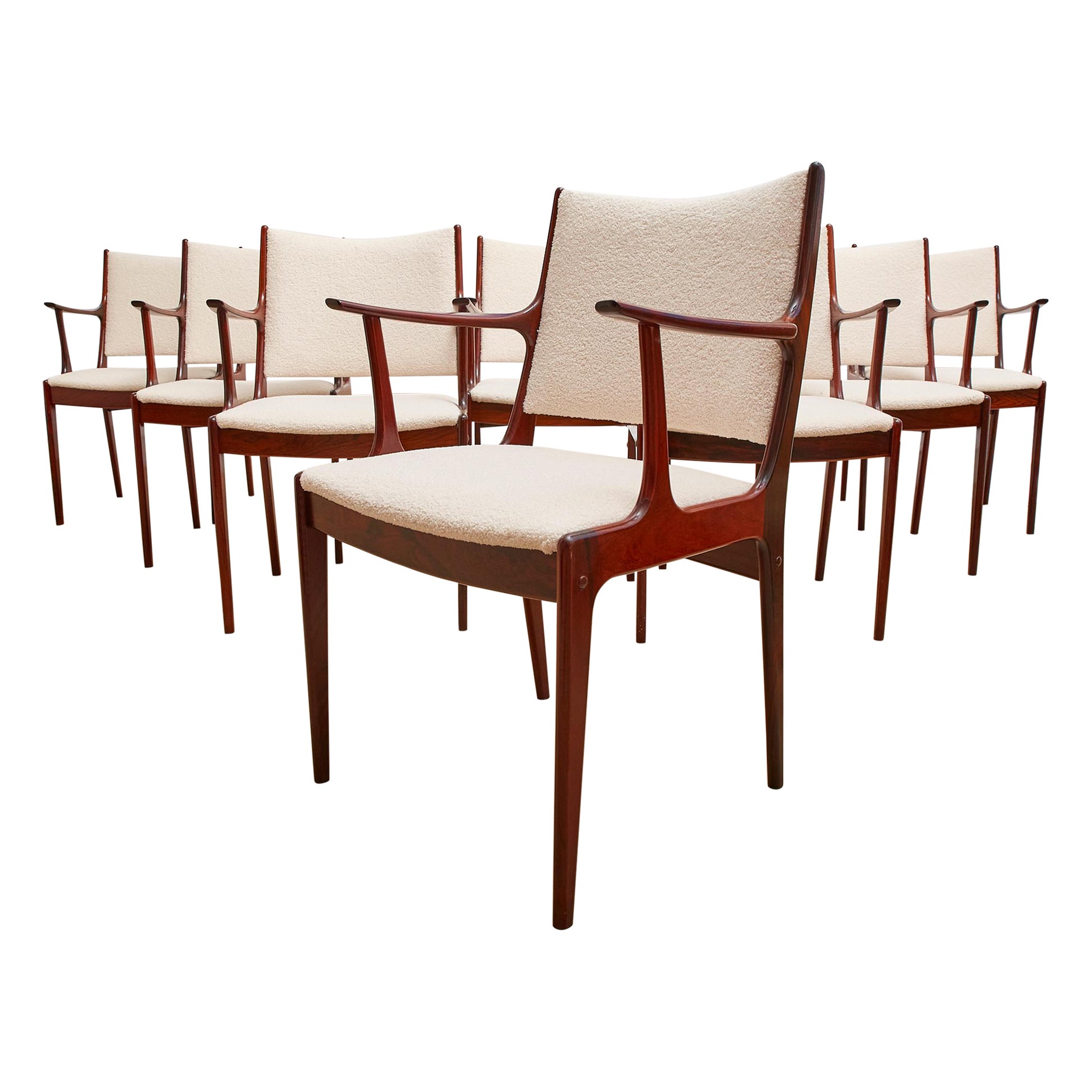 Set of 8 Rosewood Danish dining chairs, 1960s by Johannes Andersen 