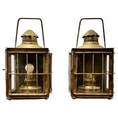 A Superb Pair of Brass Large Wall Lanterns, Carriage Lamps   