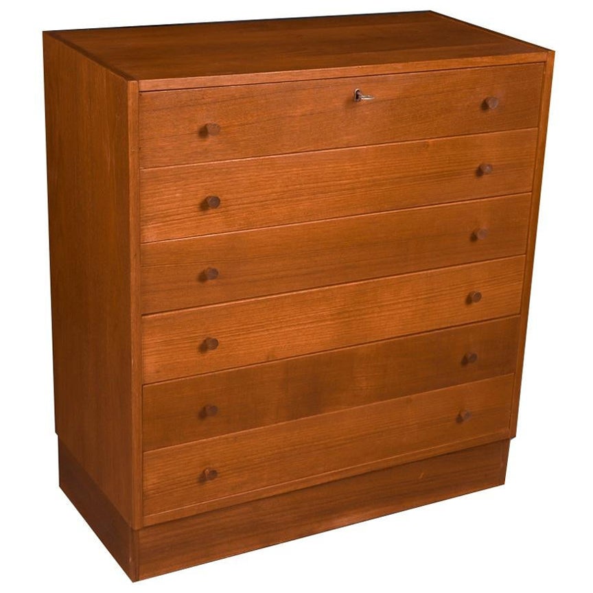Teak Danish Modern Tall Dresser For Sale at 1stDibs