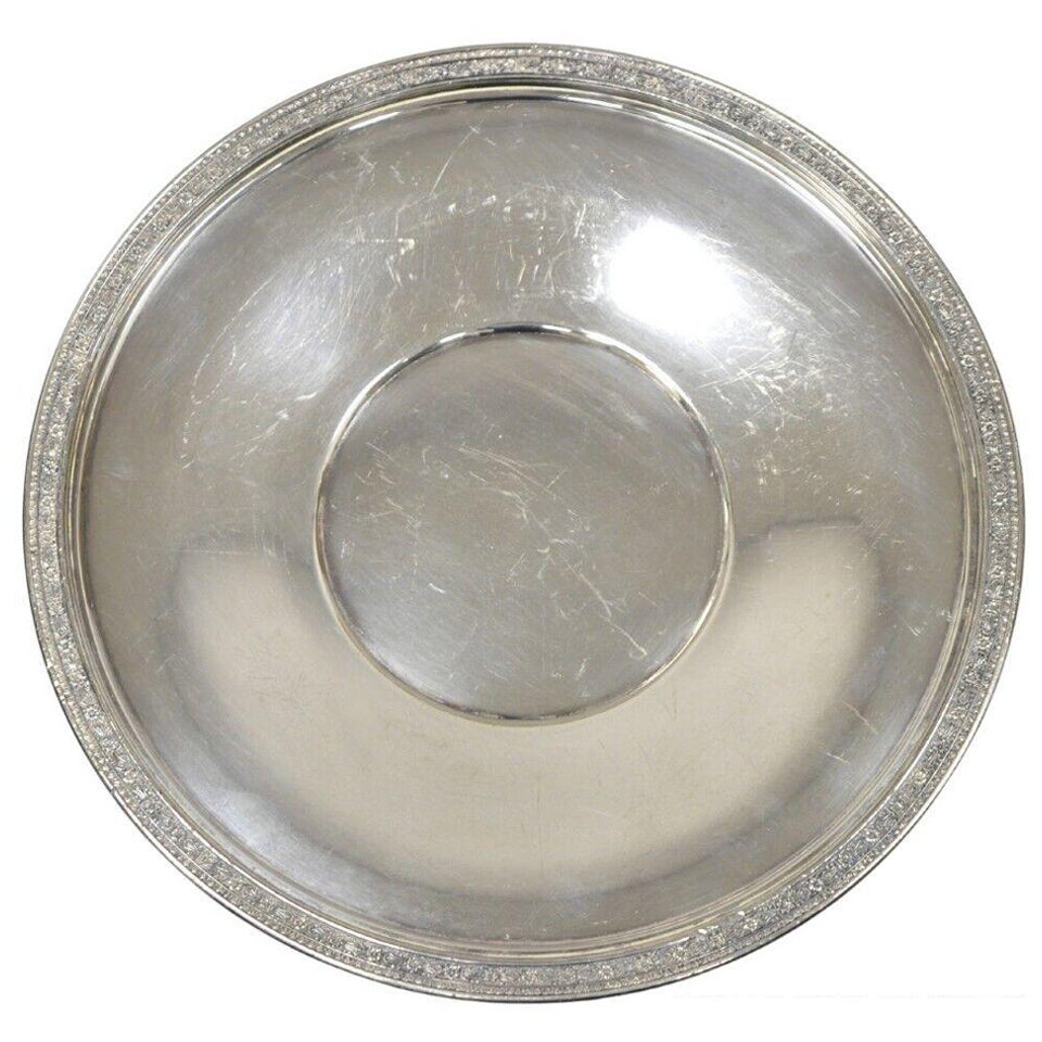 Antique Victorian W B MFG Co Round Silver Plated Serving Plate Dish Platter For Sale