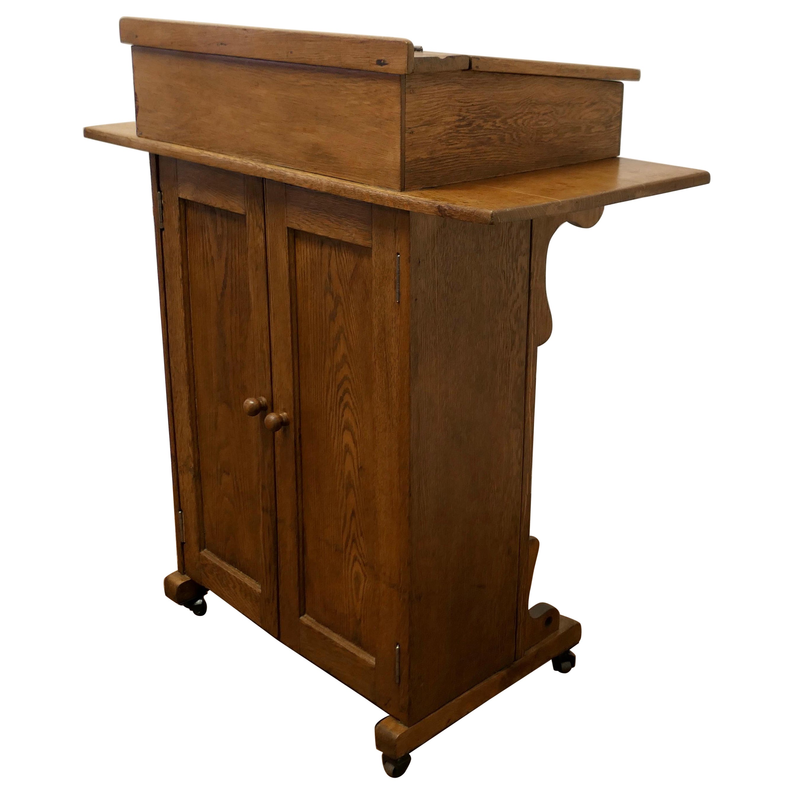 Medium Oak Hotel Restaurant Reception Hostess Greeting Station, Greeter  