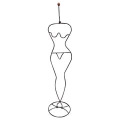 Used 1980s Wire Female Valet Tubular Metal Art Häpen by Ehlén Johansson Sweden