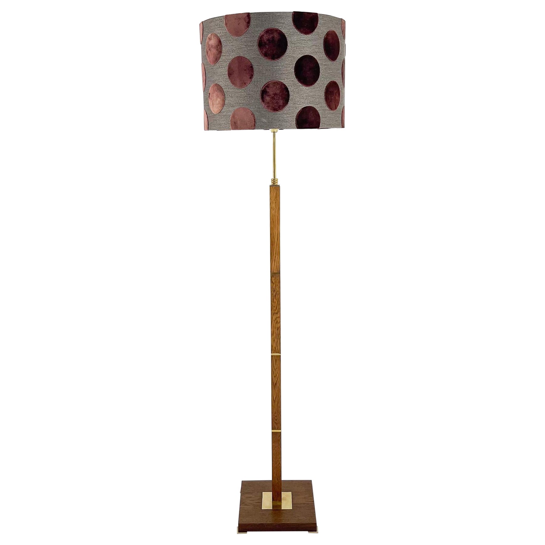 1960s Brass & Wood Floor Lamp, Denmark, Restored For Sale