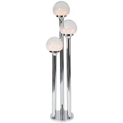 1970s, Murano Italian Chrome and Glass Three Globe Floor Lamp 1
