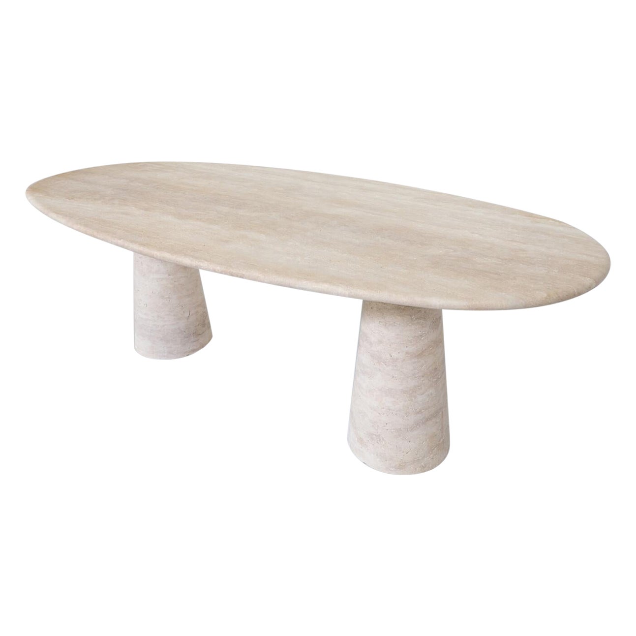 Contemporary Large Travertine Dining Table For Sale