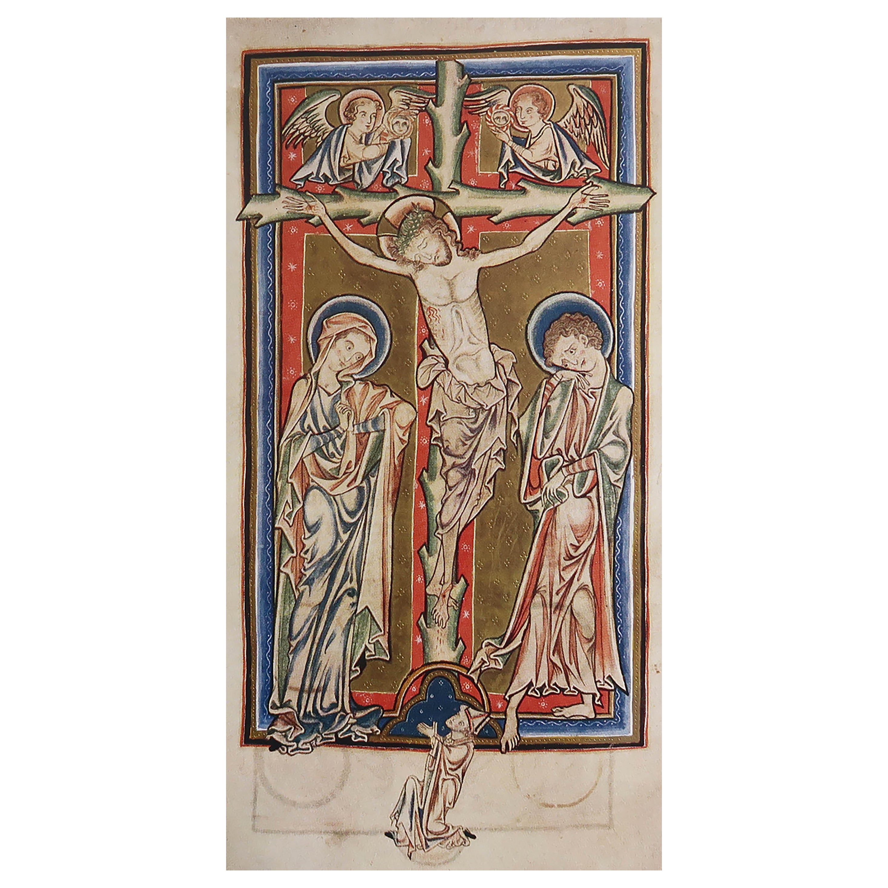 Antiker Originaldruck einer Buchmalerei aus dem 13. Jahrhundert, um 1900 im Angebot