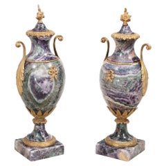 Pair Early 19th Century Blue John Cassolettes with Ormolu Mounts