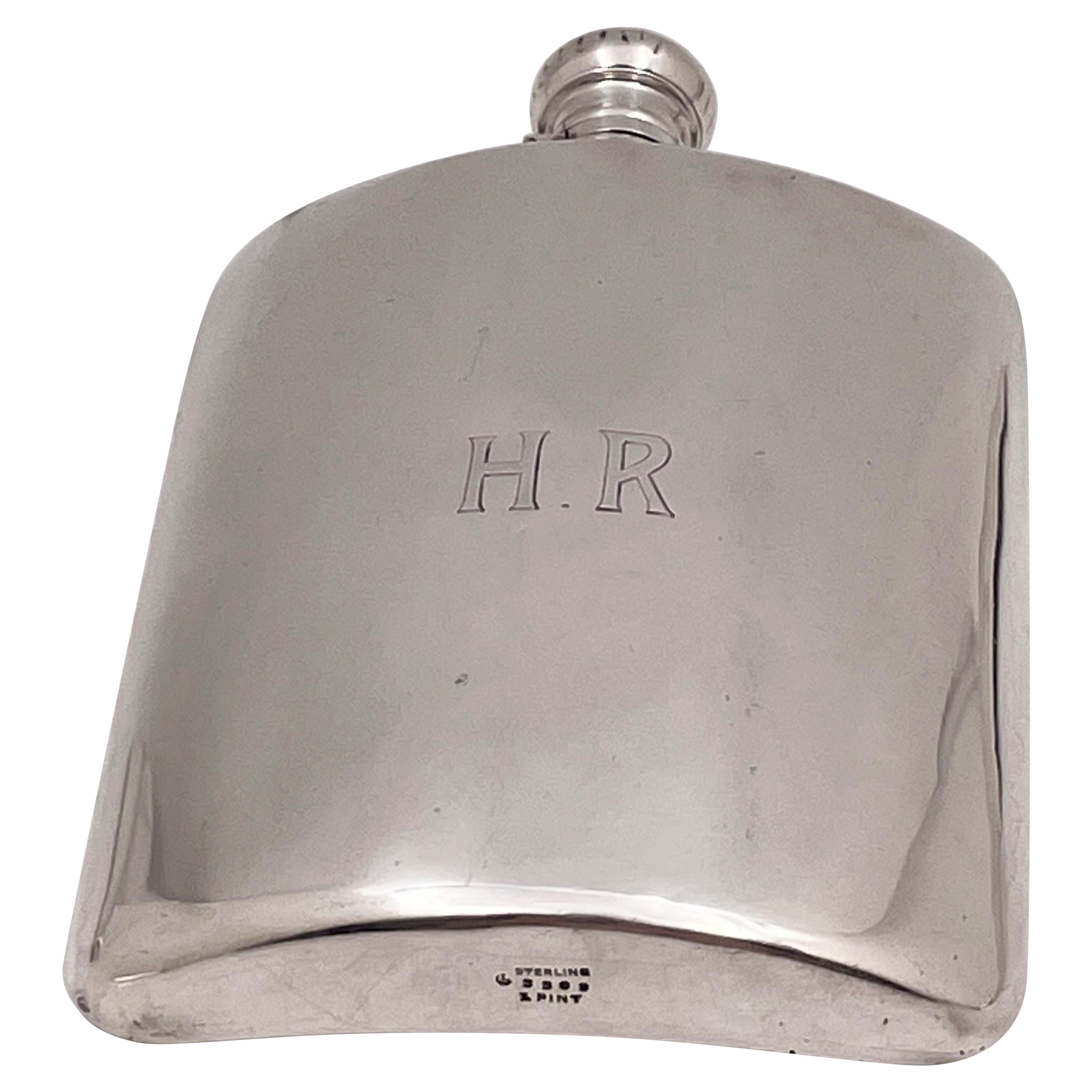 Lebkuecher Sterling Silver Early 20th Century Flask in Art Deco Style