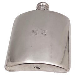 Antique Lebkuecher Sterling Silver Early 20th Century Flask in Art Deco Style