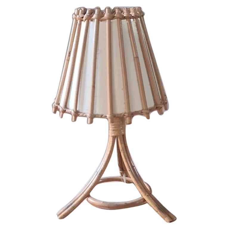 Rattan lamp and paper lampshade circa 1960 Louis Sognot