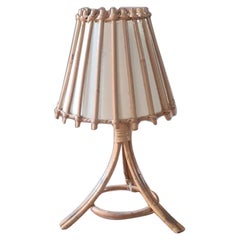 Vintage Rattan lamp and paper lampshade circa 1960 Louis Sognot
