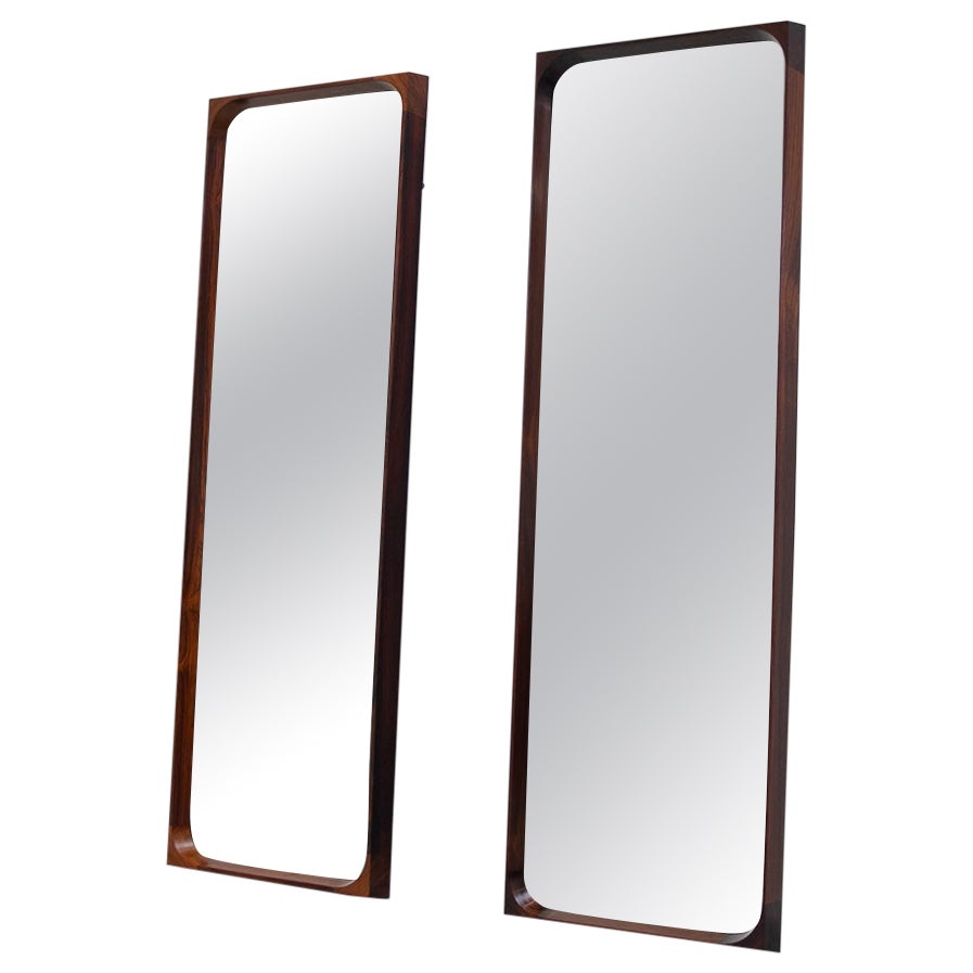 Danish Modern Rosewood Mirrors by Niels Clausen for NC Møbler, 1960s. Set of 2. For Sale