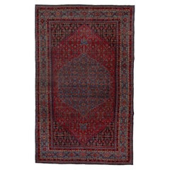 Antique Herati Design with Red Field and Navy Blue Border