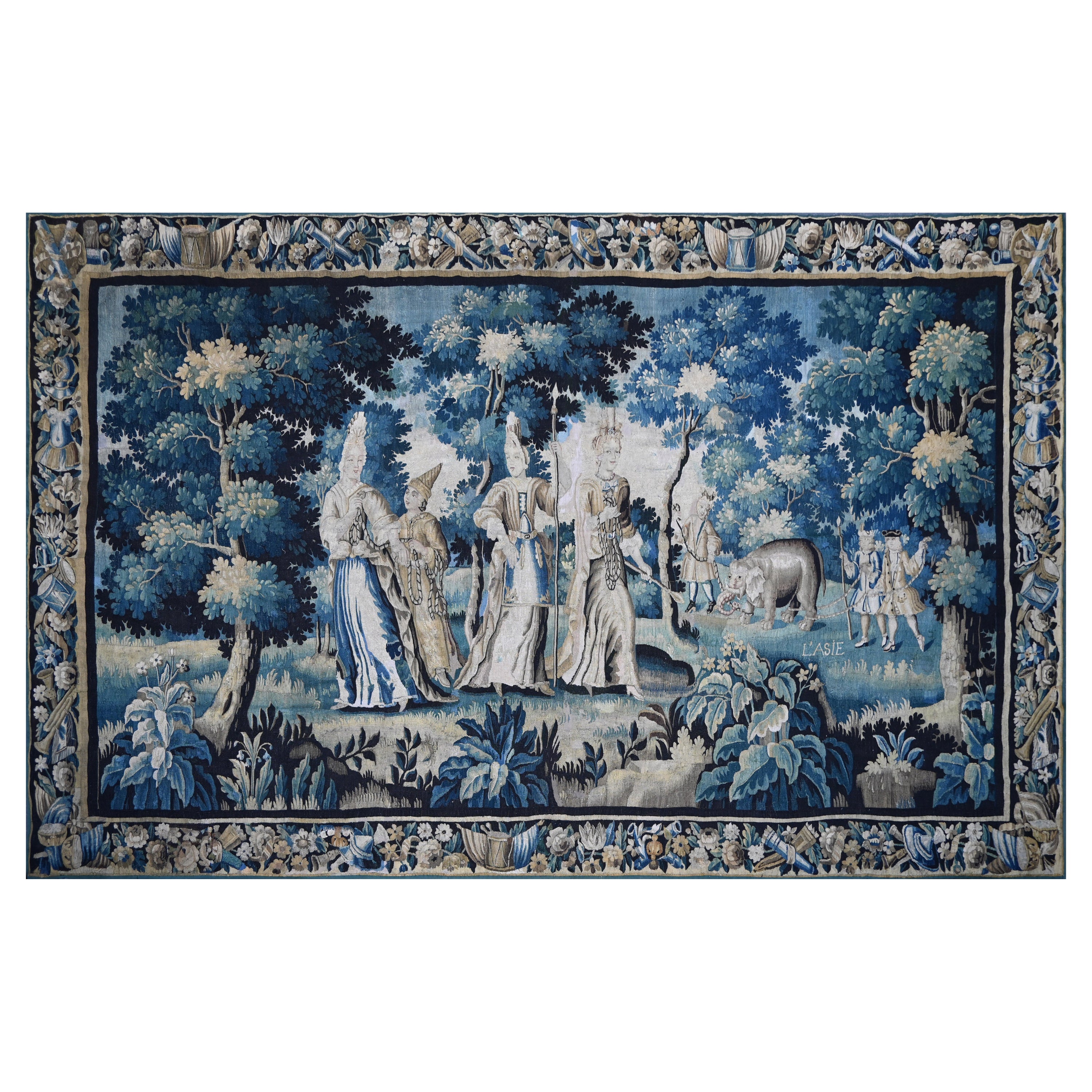 large and rare 17th century tapestry (elephanteau) - N°1340 For Sale