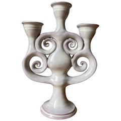 Kreide-Weißer Kerzenhalter aus Keramik, 1970er Jahre
