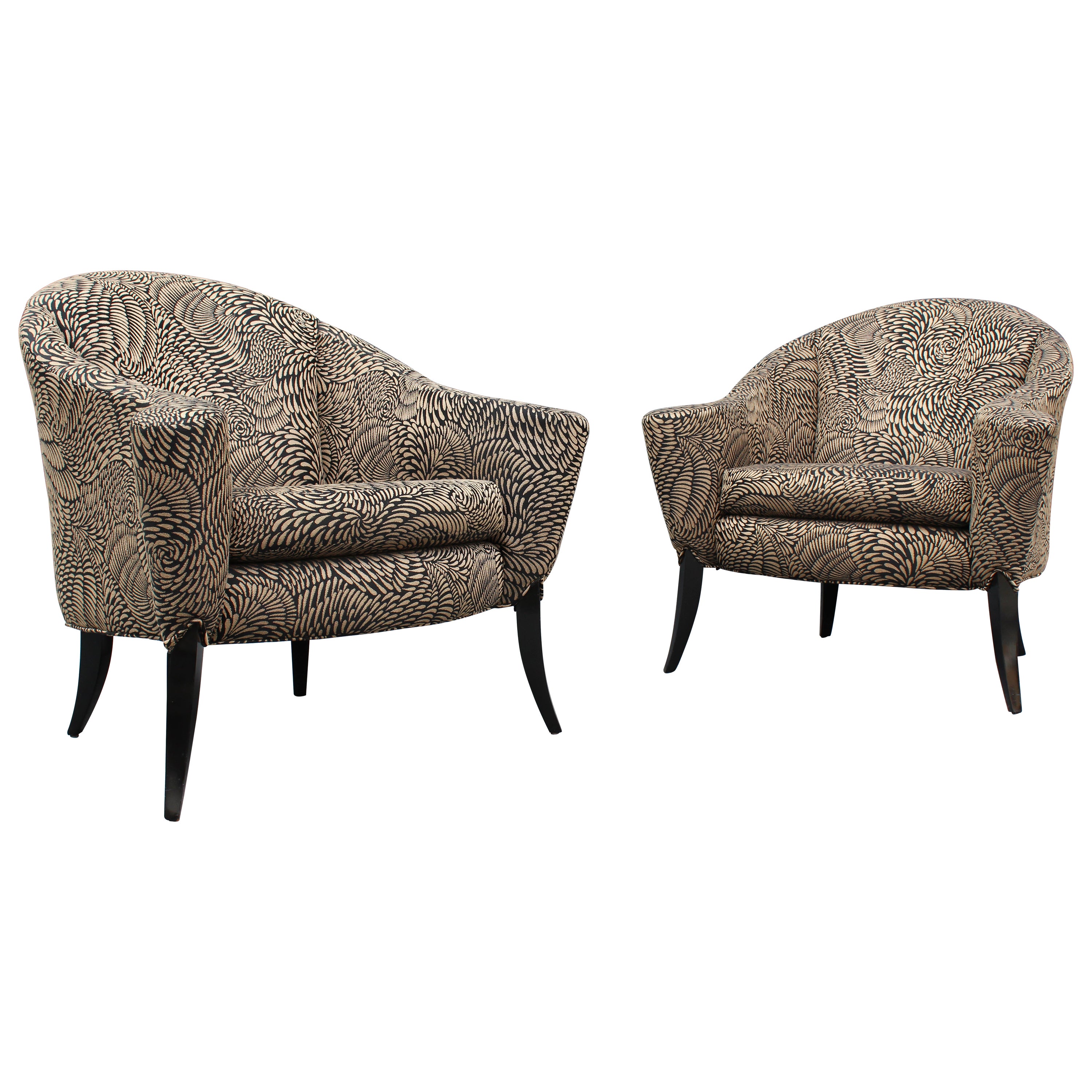 Pair of "Danhasuer" Scroll Arm Lounge Chairs by Milo Baughman for Thayer Coggin For Sale