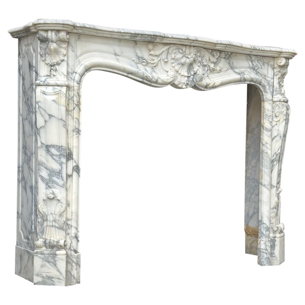 Louis XV Style Fireplace In Arabescato Marble Circa 1880