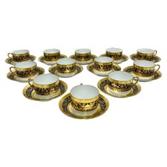  12 Limoges Raynaud Porcelain Cup and Saucers in Pompei