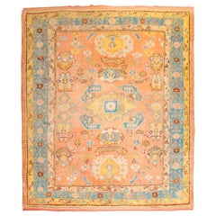 Zabihi Collection Antiker Oushak Orange Quadratischer Teppich