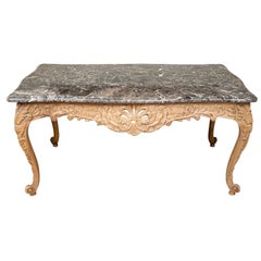 French Style Marble Top Dining Table With Elaborate Carved Base