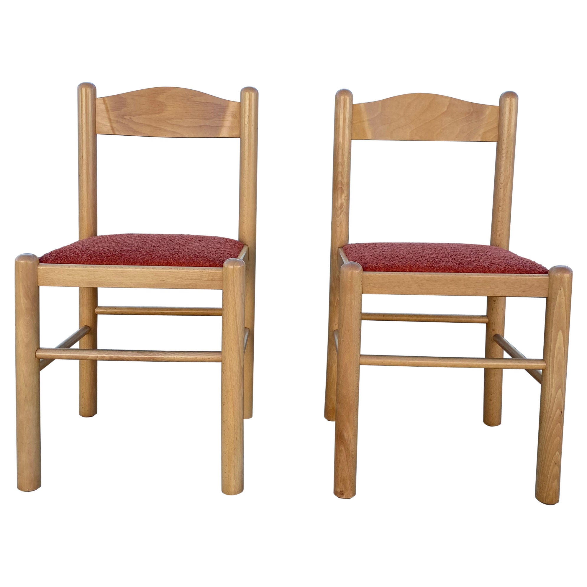 Pair of Mcm Reupholstered "Vico Magistretti Style" Dining Chairs For Sale