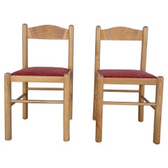 Paire de chaises de salle à manger Mcm retapissées de style Vico Magistretti