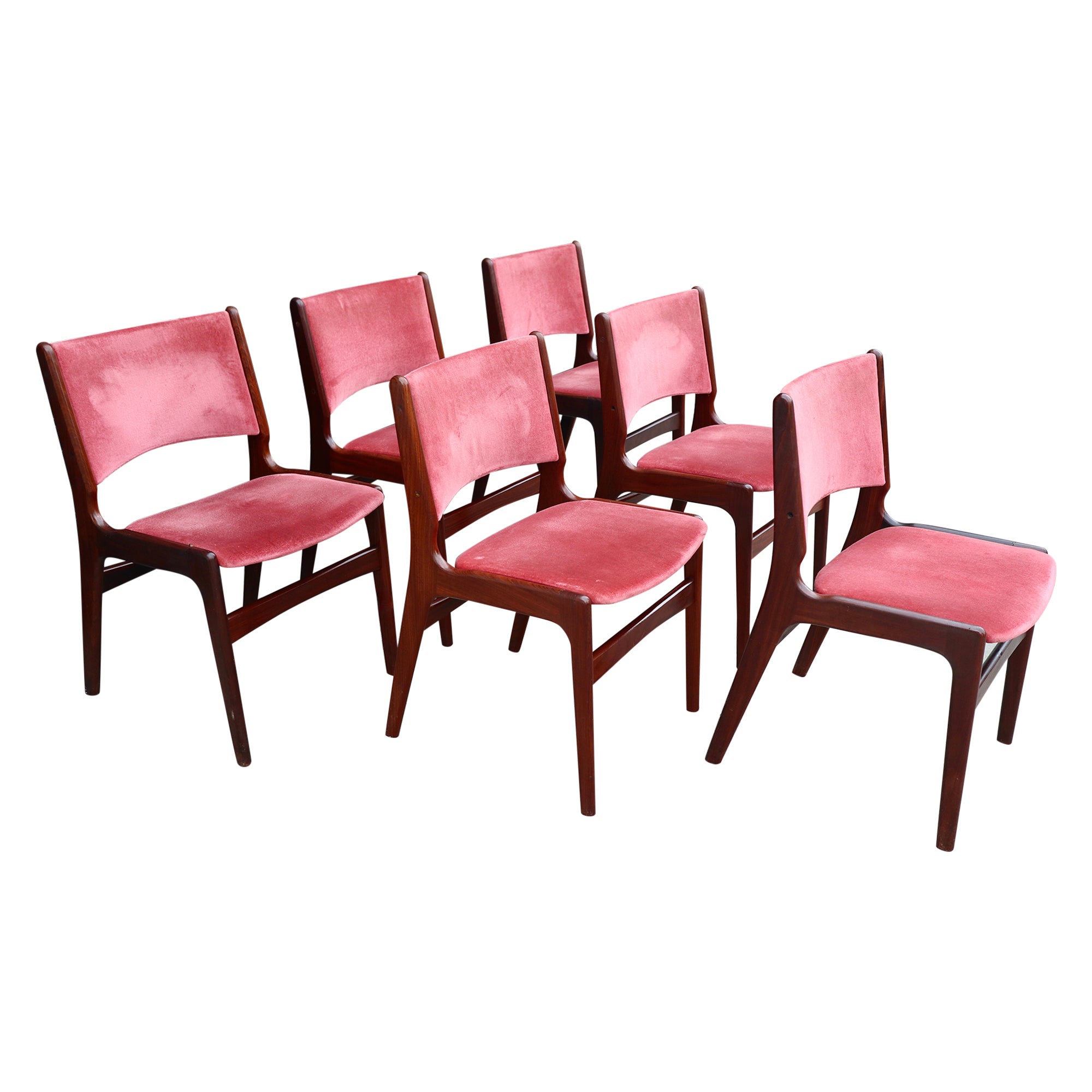 Six chaises de salle à manger danoises Erik Buch « Modèle 89 » des années 1960 