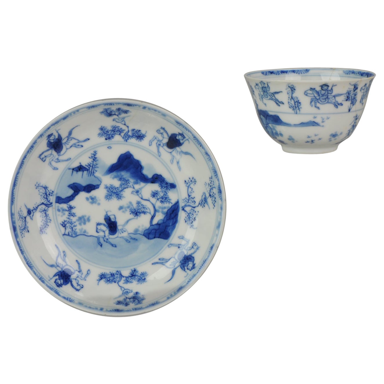 Rare Antique Kangxi Chinese Porcelain Tea Set 'Master of the Rocks', 1680-1700 For Sale