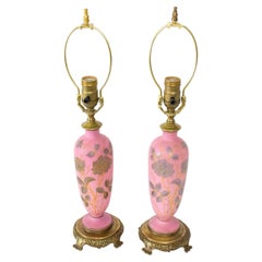 Late 19th Century Pallme Konig Austrian Pink Table Lamps - a Pair
